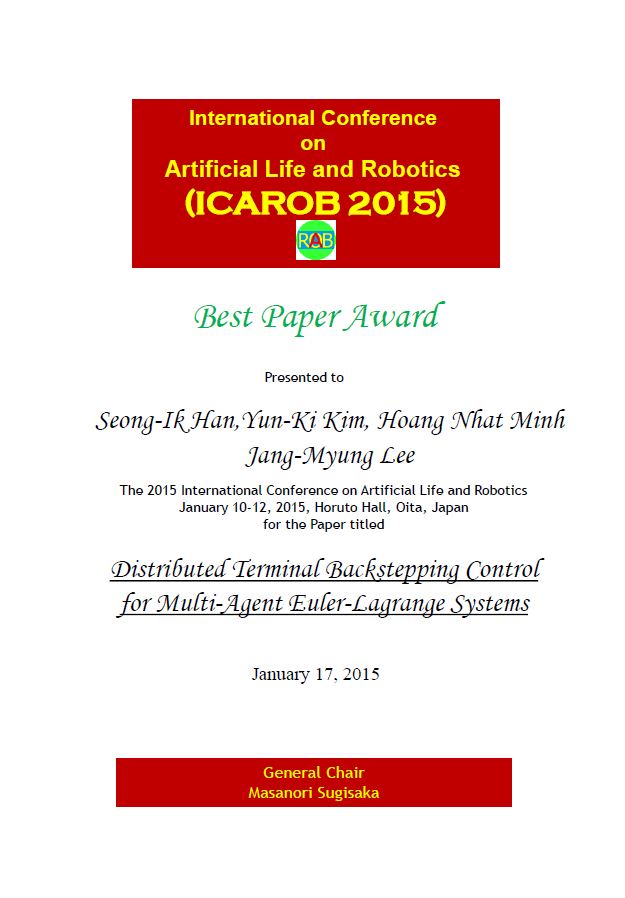 ICAROB 2015 Best Paper Award main image