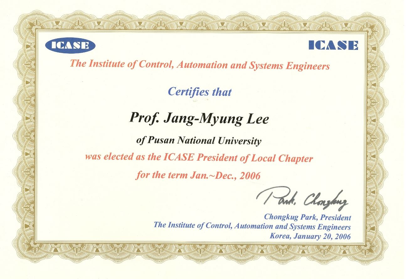 Institute of Control, Automation, and Systems Engineers(ICASE) Certfies (2006.1~12월) main image